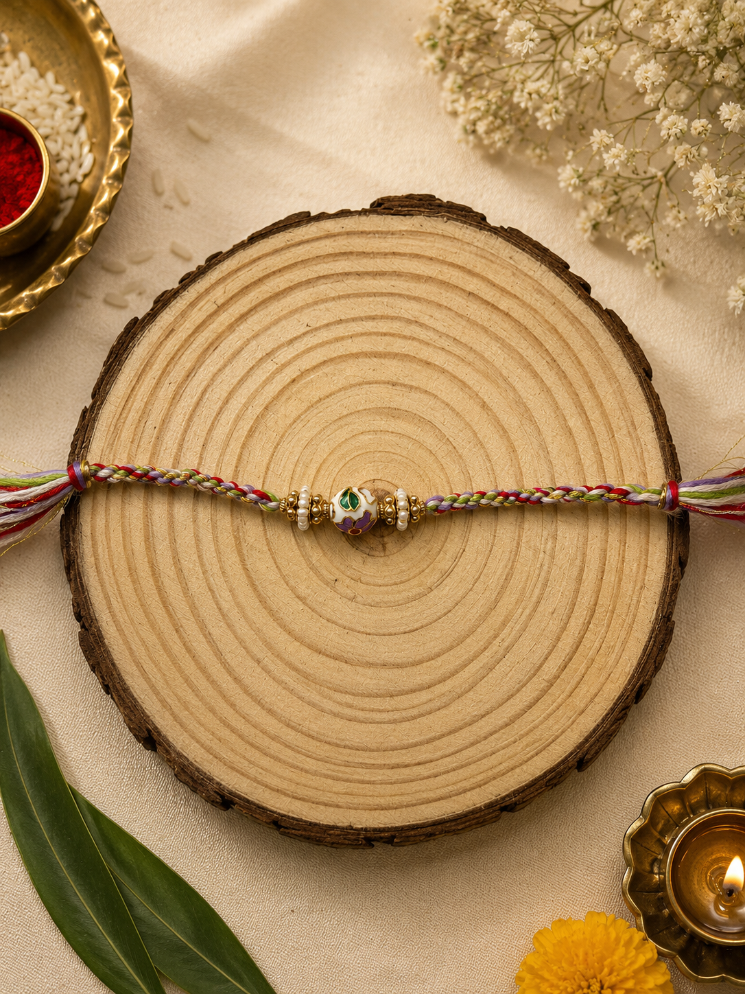 Traditional Multicolor Beaded Rakhi