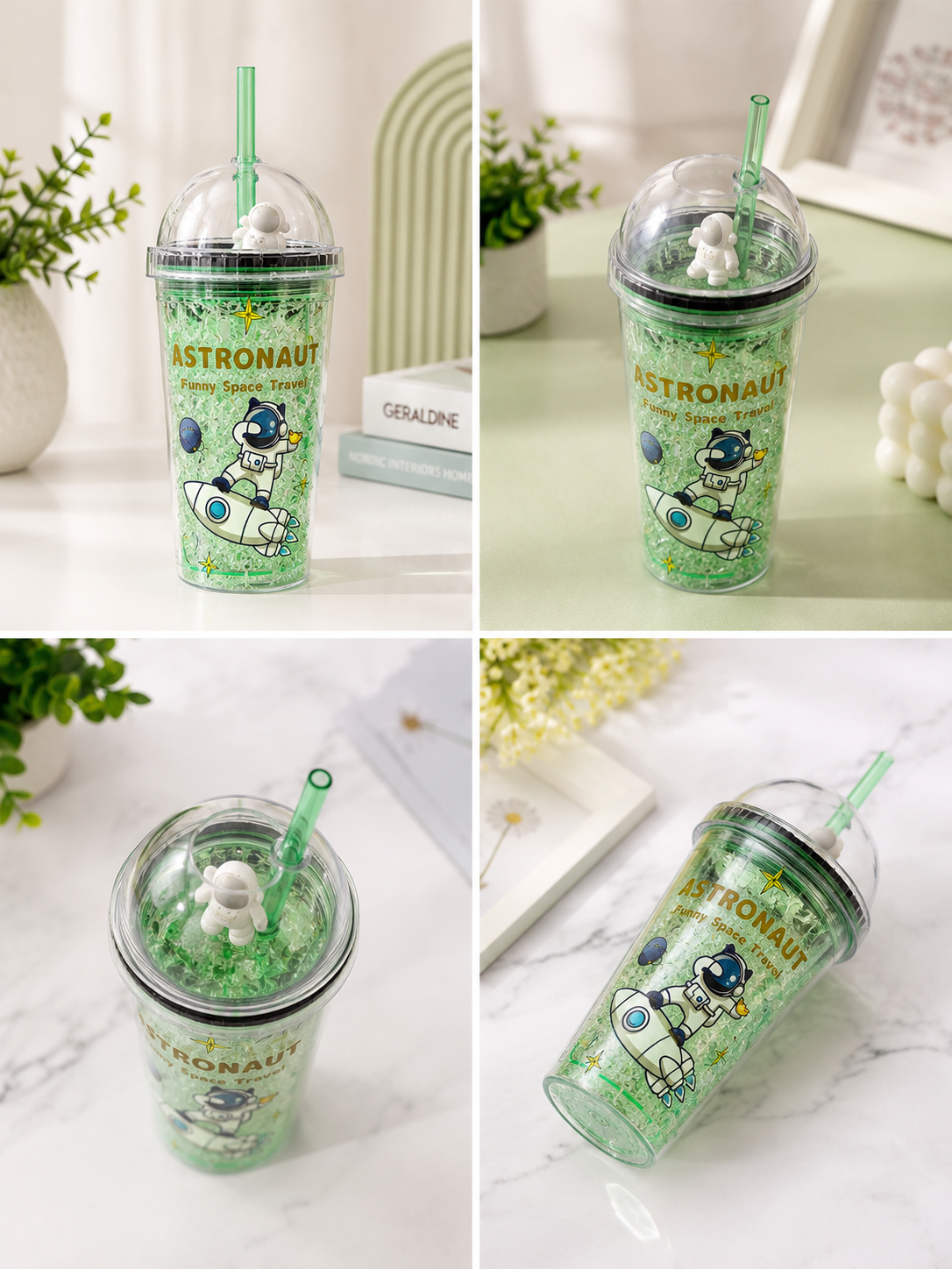 Astronaut Rocket Glitter Kids Tumbler