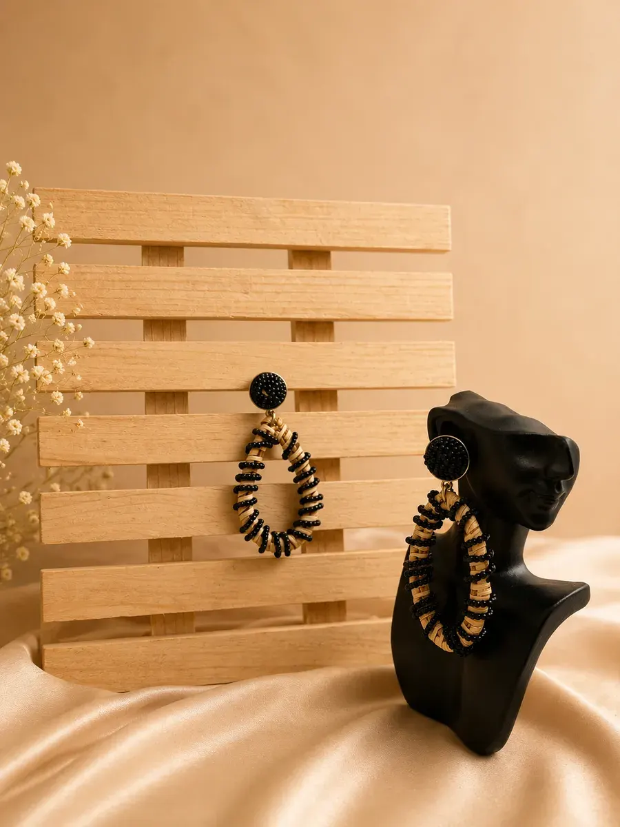 Midnight Beaded Hoop Earrings