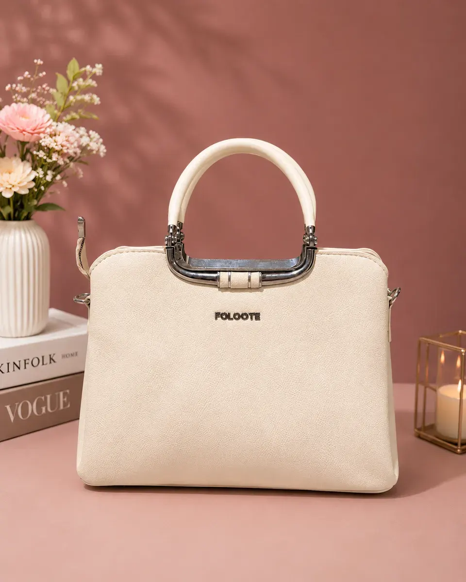 Ivory White Elegant Handbag
