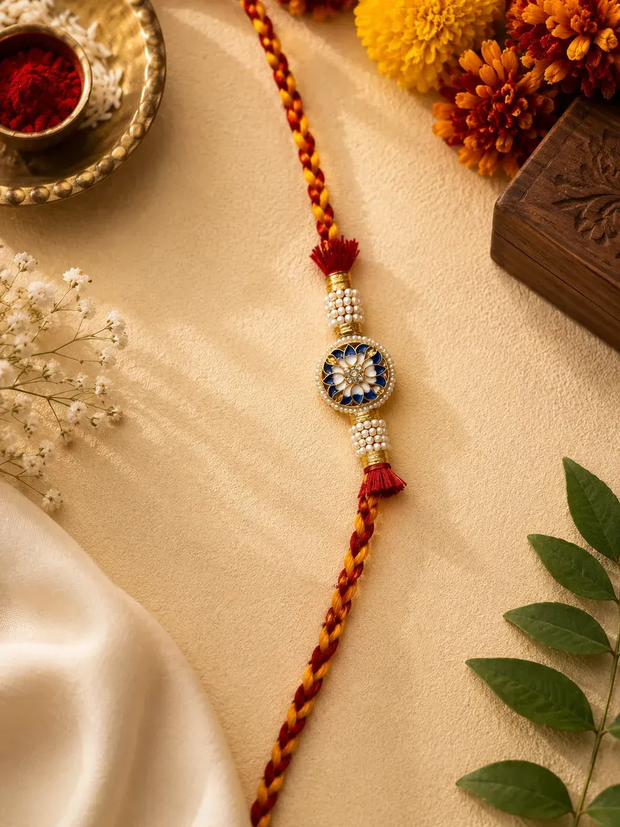 Royal Blue Floral Designer Rakhi