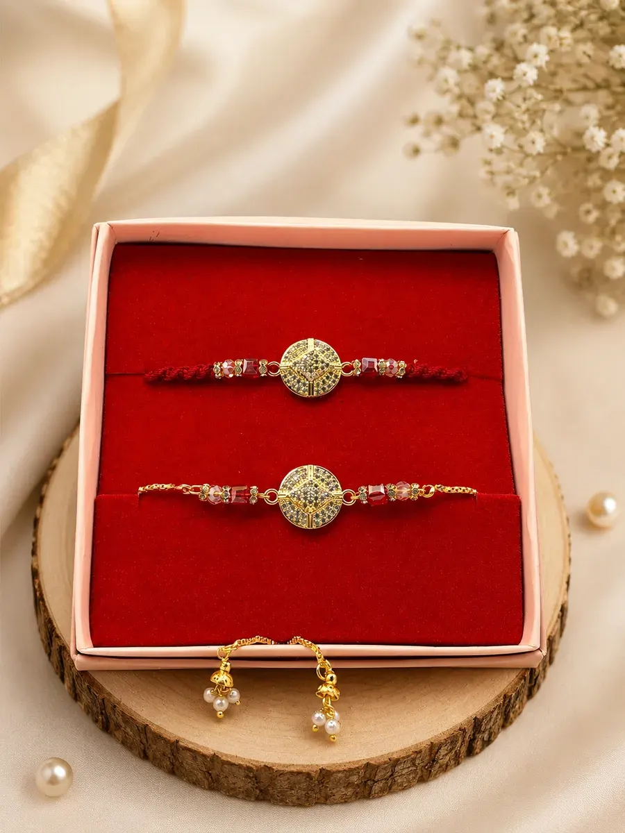 Premium Stone Couple Rakhi Set