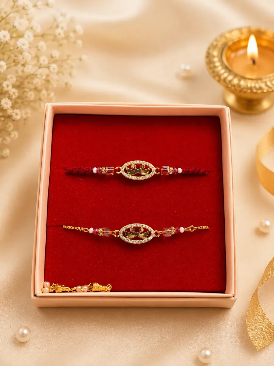 Swan Designer Couple Rakhi Set