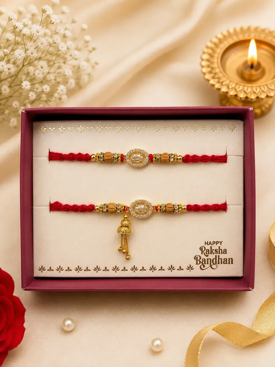 Traditional Designer Couple Rakhi Set