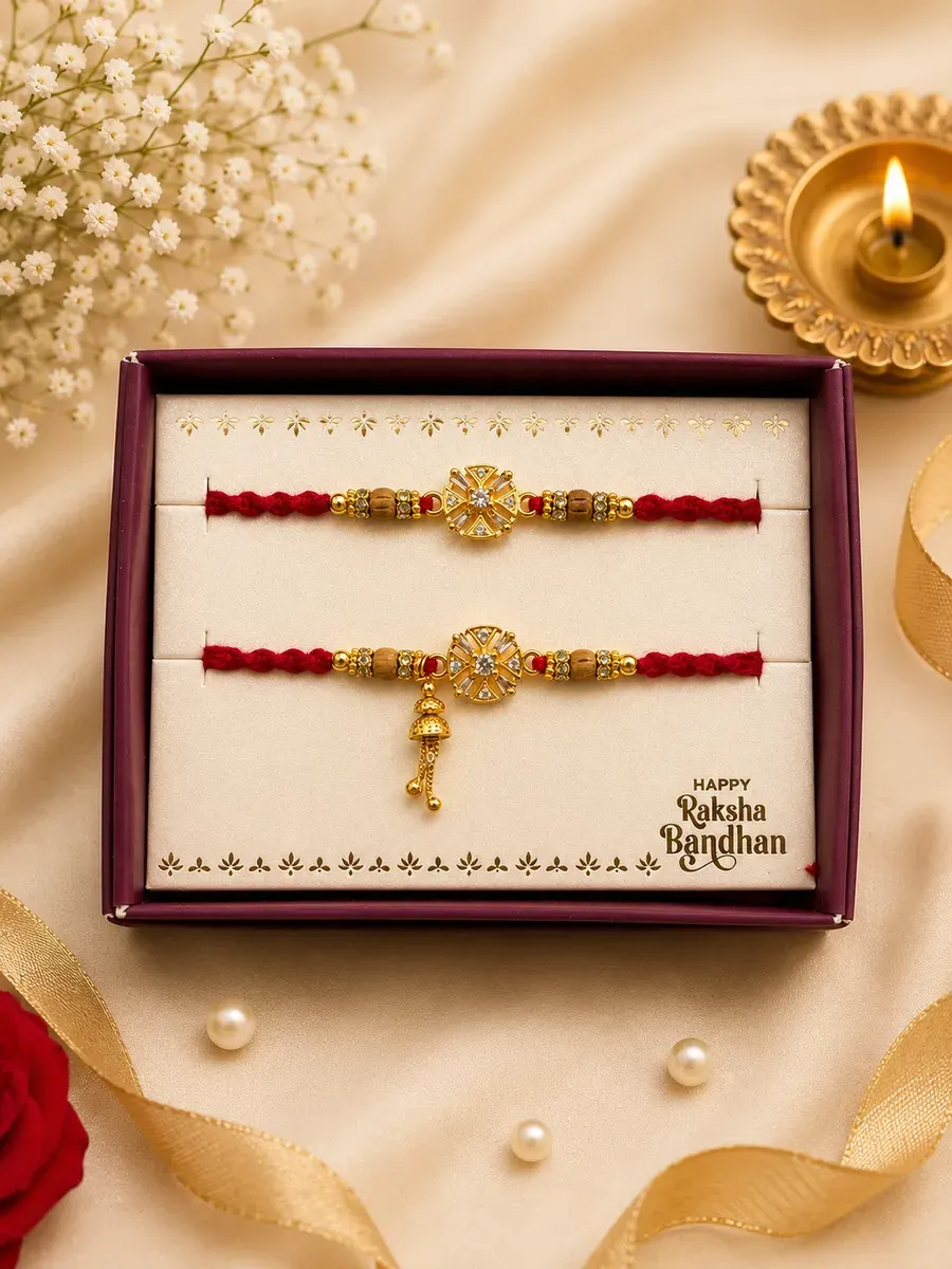 Classic Floral Couple Rakhi Set