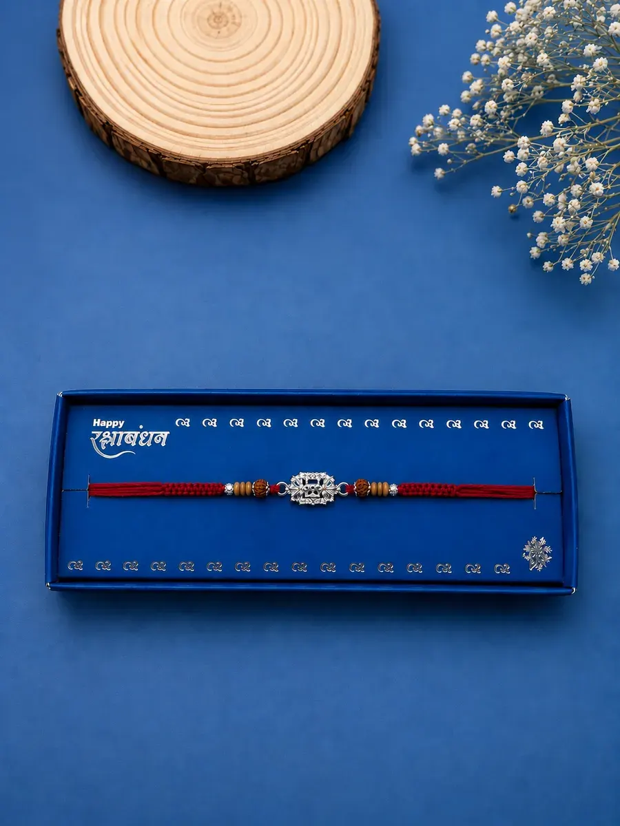 Floral Silver AD Rakhi