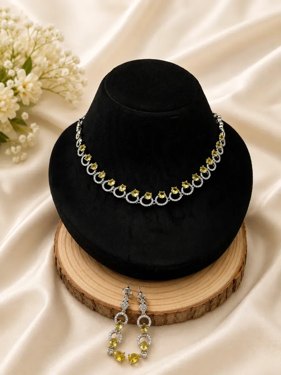 AD Yellow Crystal Necklace Set