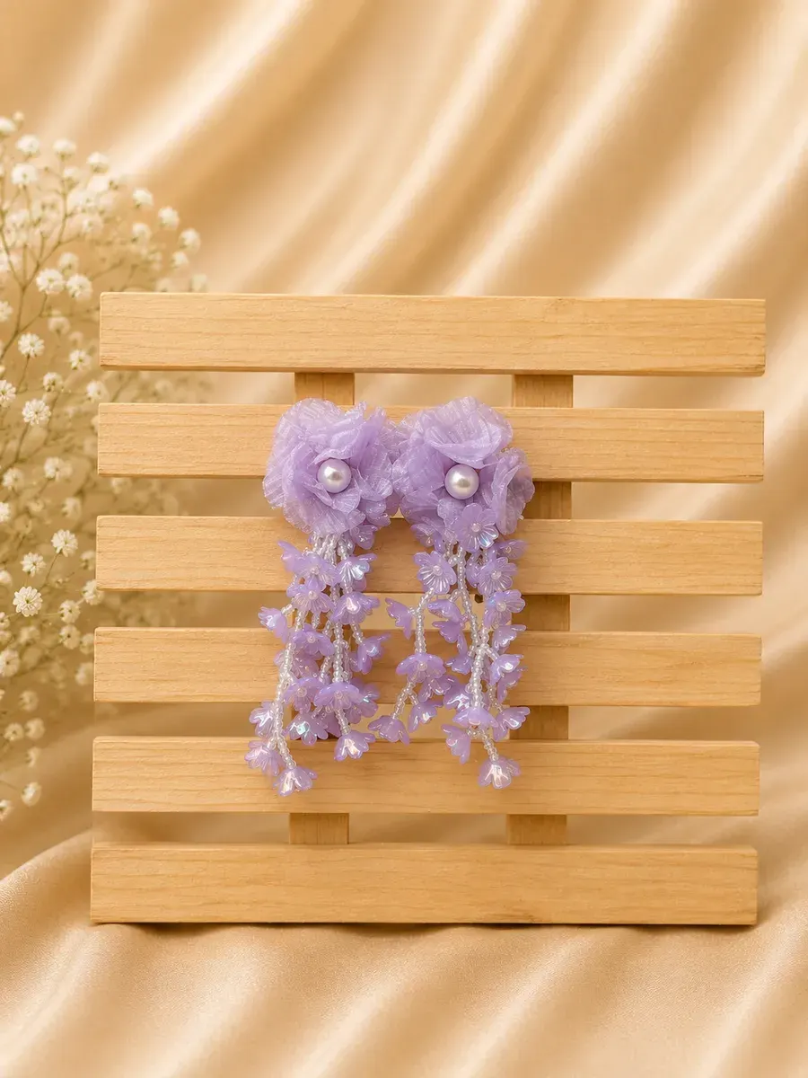 Lavender Bloom Tassel Earrings