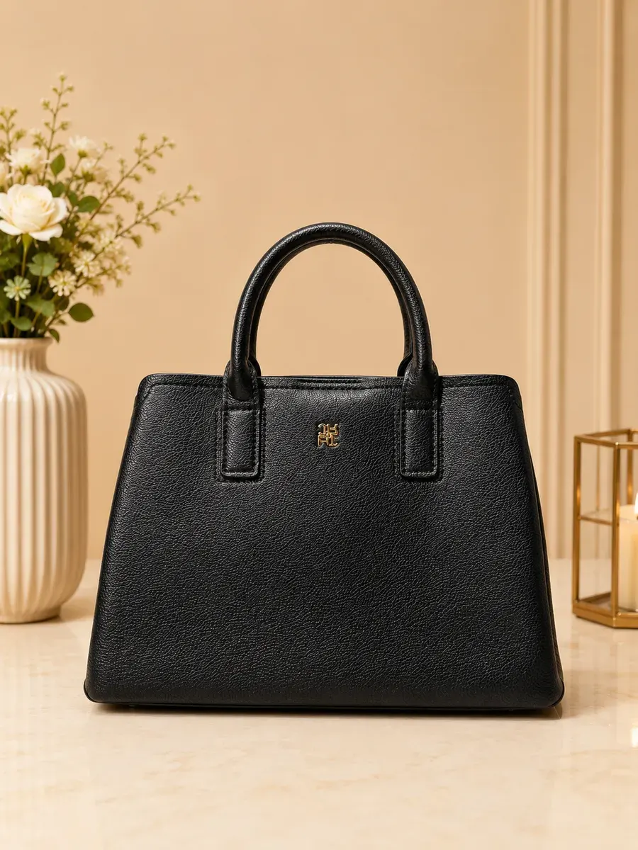 Classic Black Leather Handbag