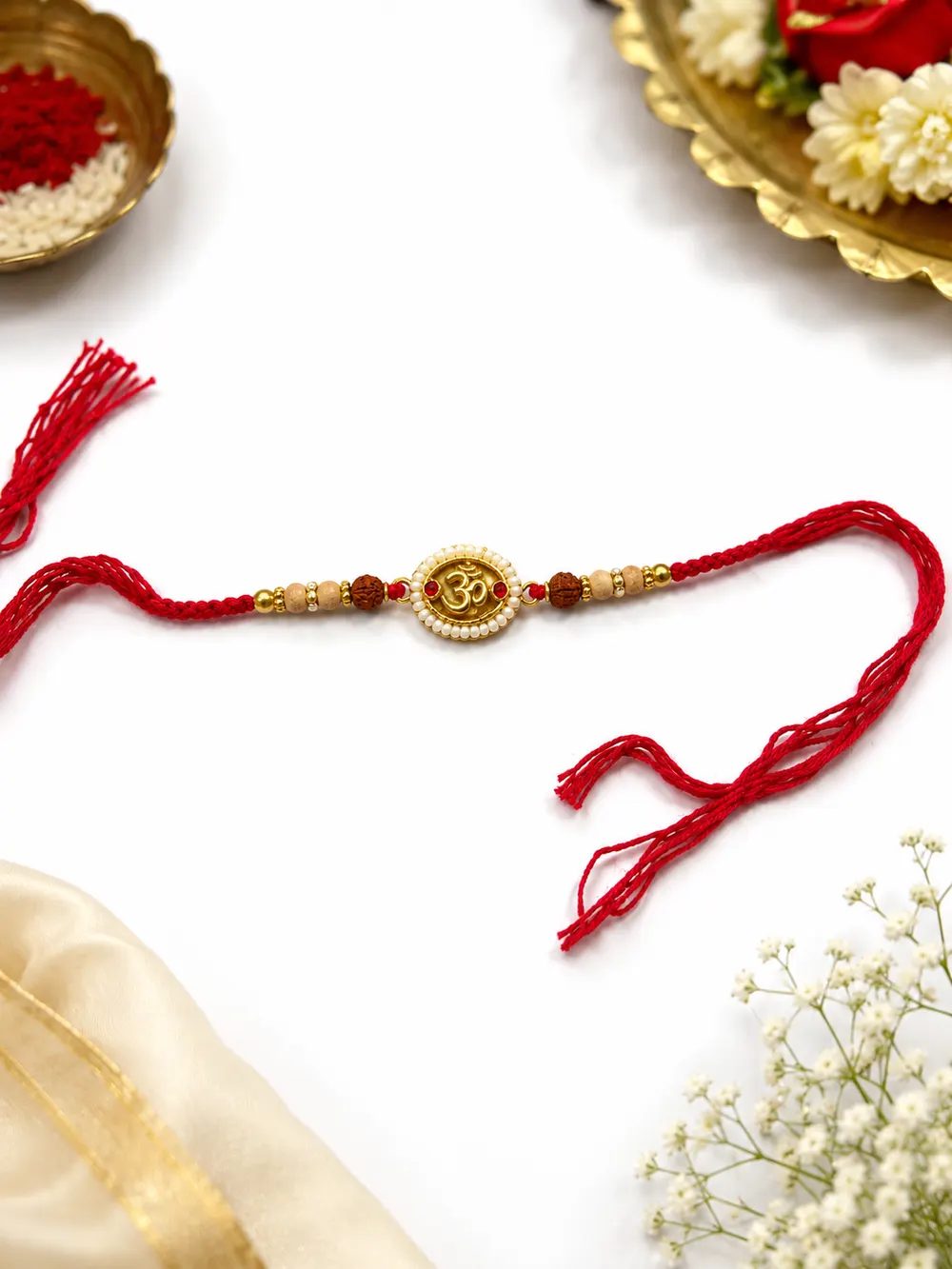 Om Rudraksha Pearl Rakhi