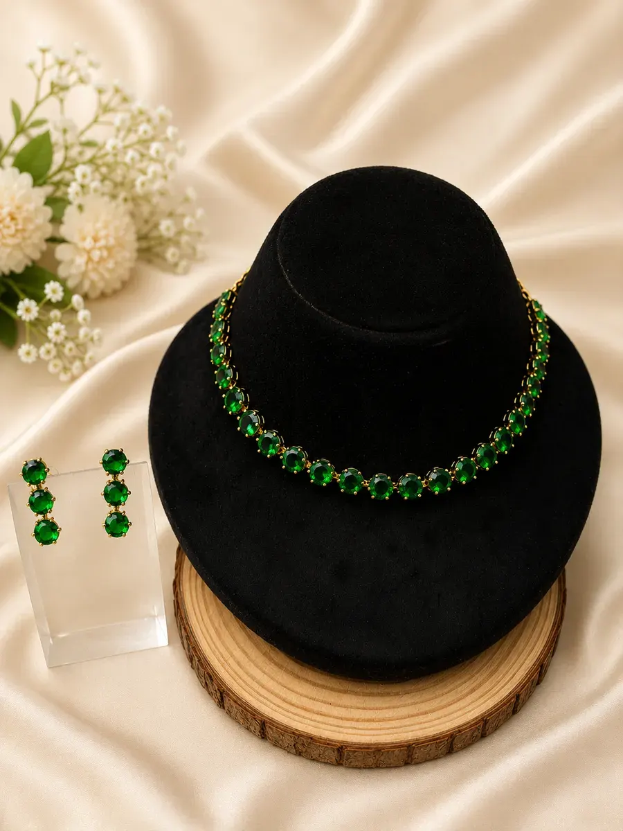 Emerald Crystal Necklace Set