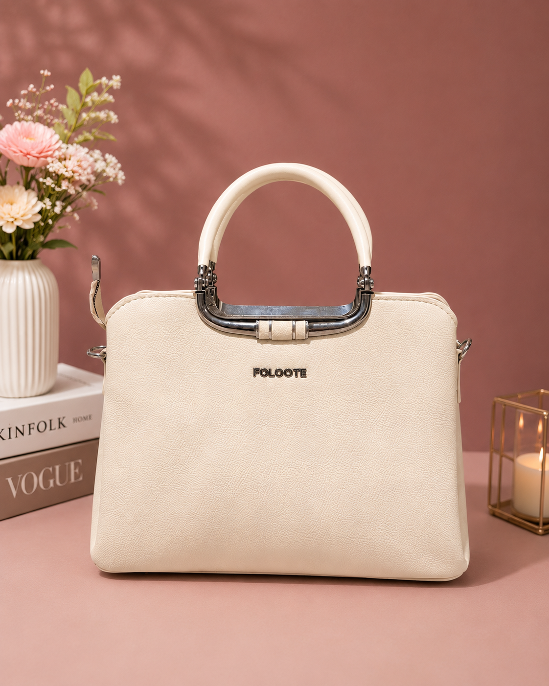 Ivory White Elegant Handbag