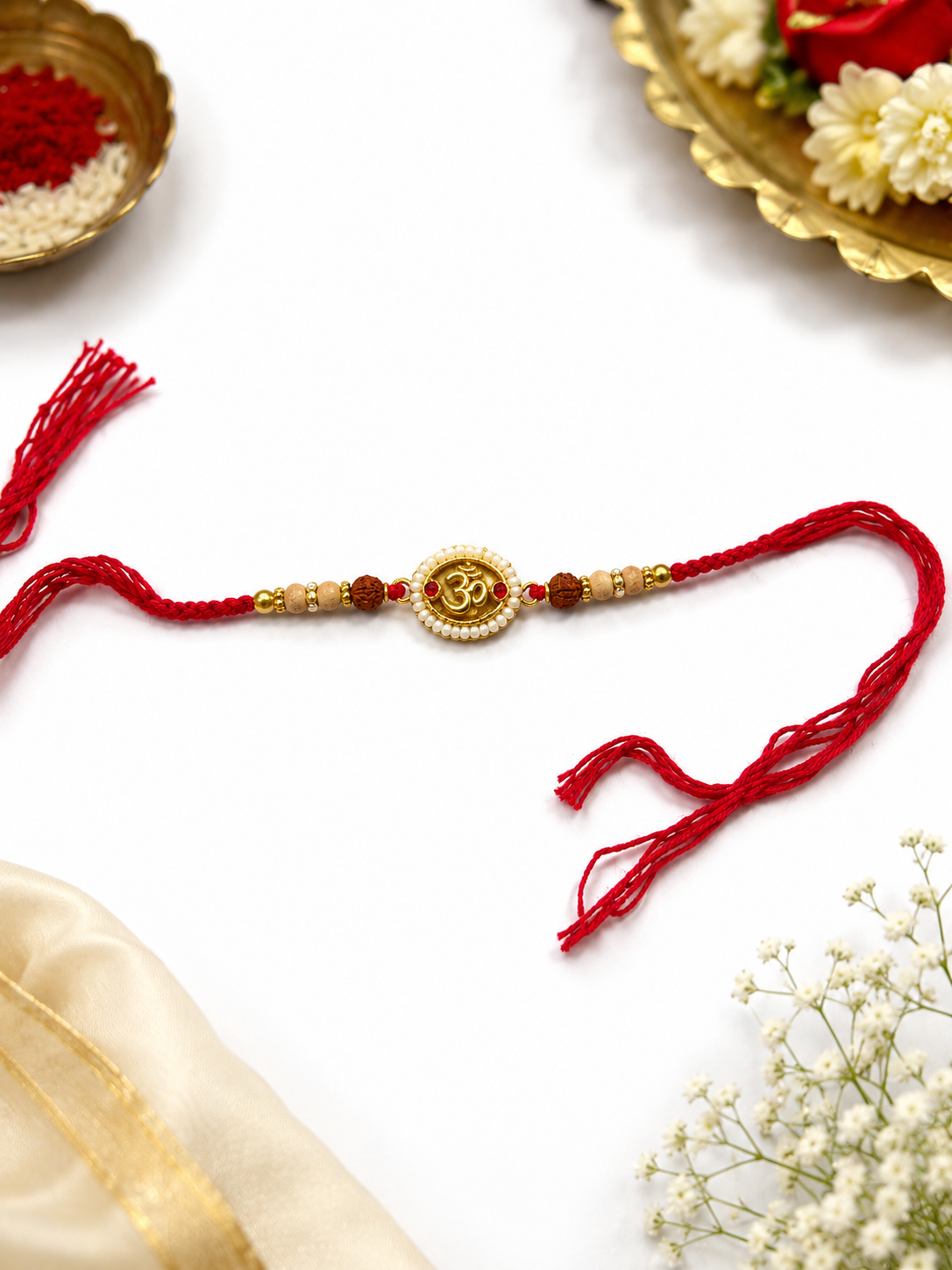 Om Rudraksha Pearl Rakhi